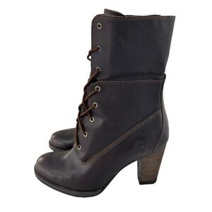 TIMBERLAND Earthkeepers Stratham Heights Brown Leather Heeled Boots 8